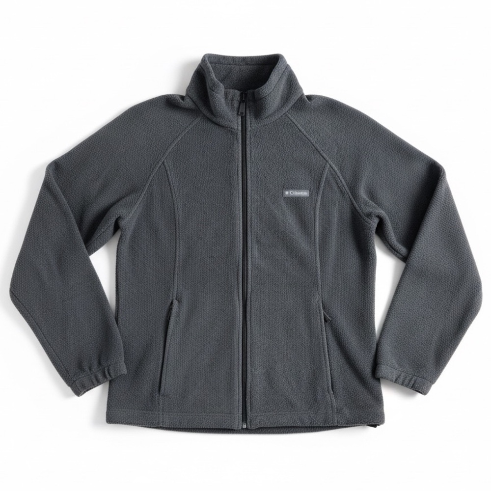 Columbia Charcoal Gray Zip Fleece Jacket Soft Lightweight Outdoor Size Large